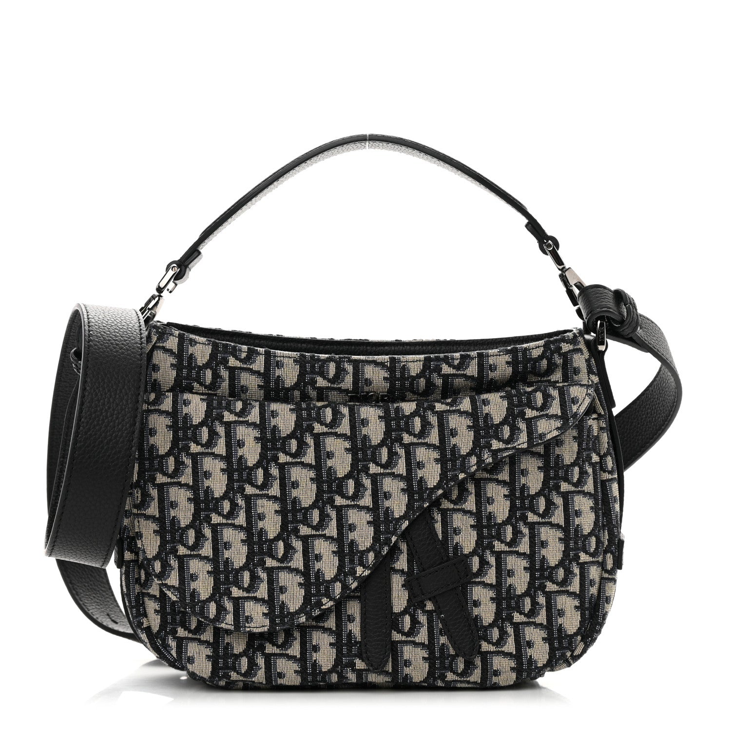 Christian Dior Oblique Mini Soft Saddle Bag Beige Black 1 of 12