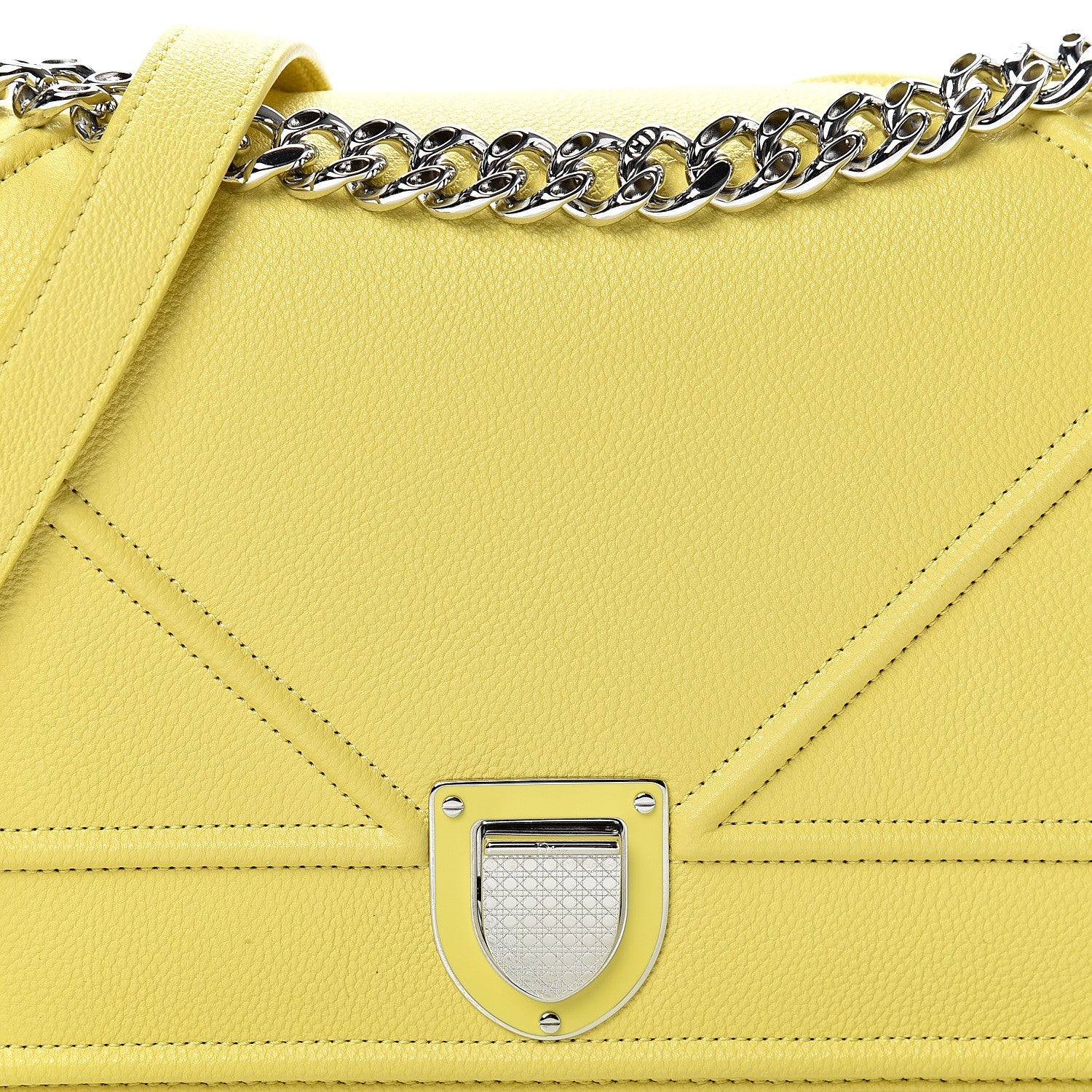 Christian Dior Grained Calfskin Medium Diorama Flap Bag Acacia Yellow 8 of 12