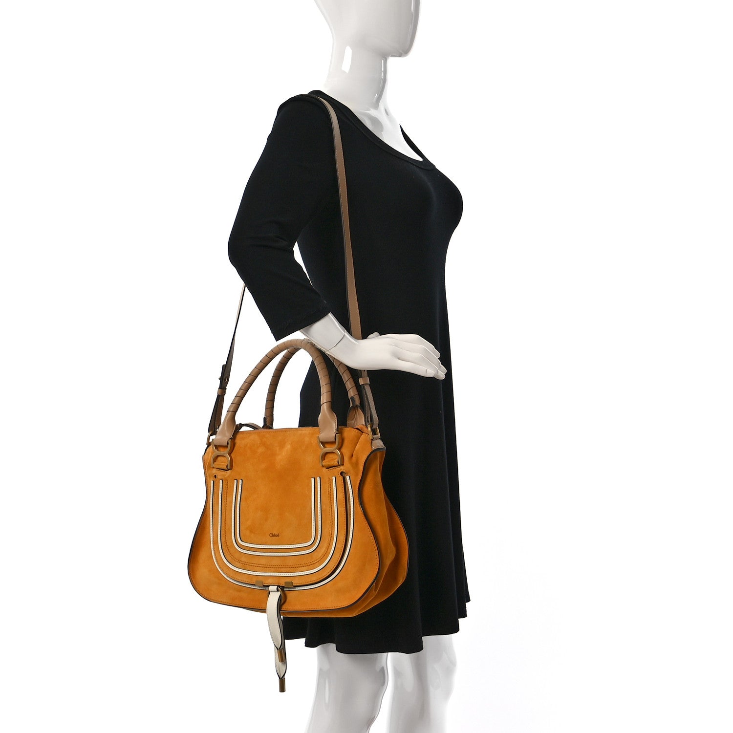 Chloe Suede Calfskin Medium Marcie Double Carry Sunflower Yellow 2 of 11