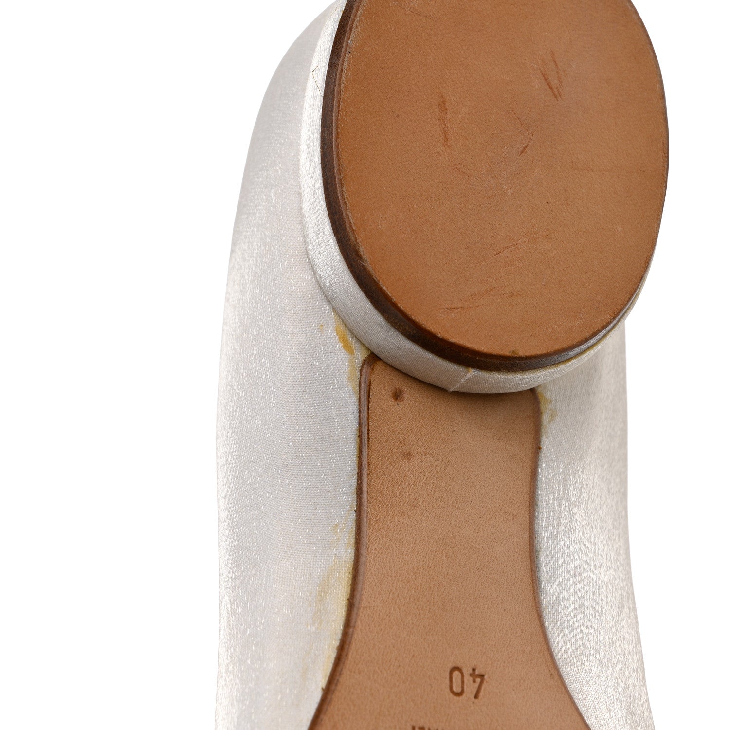 Chanel Satin Cap Toe Ballerina Ankle Wrap Flats 40 White Beige 12 of 12