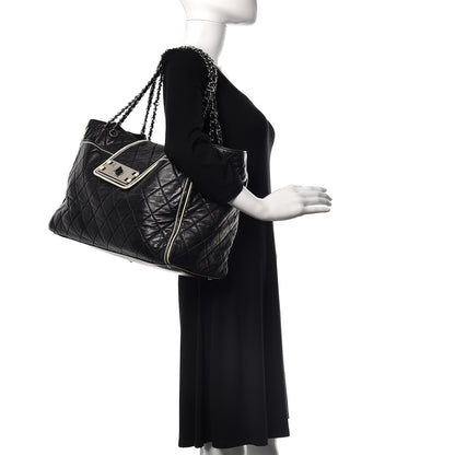 Chanel Lambskin Quilted Large East West Tote Black 2 of 16