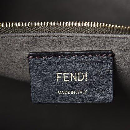 Fendi Glazed Fabric Vitello Century Plexiglass FF 1974 Stamp Patch Medium Runaway Shopper Tote Mogano Panna Black 6 of 10