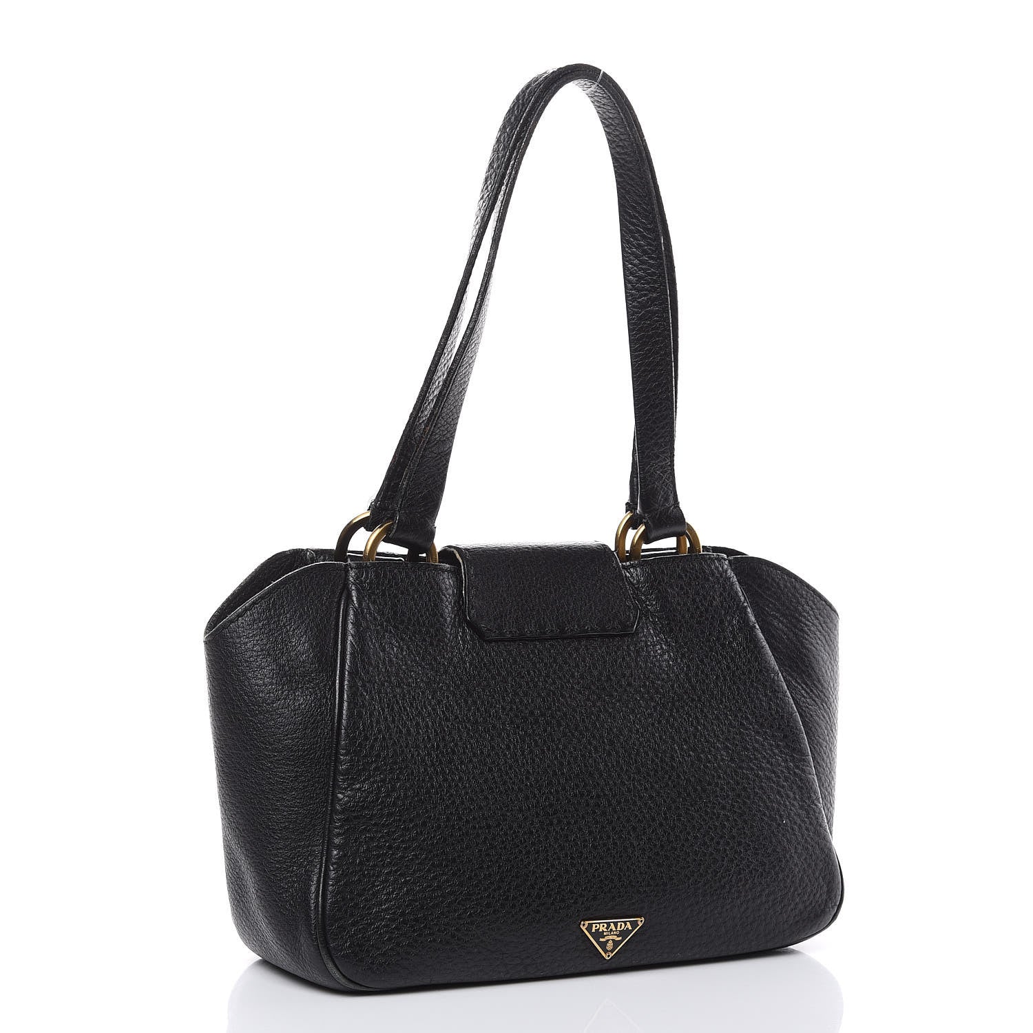 Prada Vitello Daino Turnlock Shoulder Bag Black 3 of 15