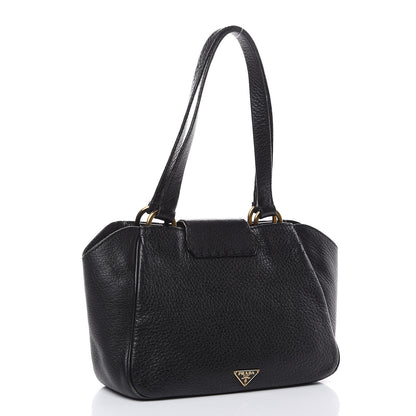 Prada Vitello Daino Turnlock Shoulder Bag Black 3 of 15