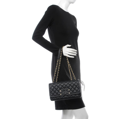 Chanel Caviar Quilted Medium CC Filigree Flap Black 3 of 8