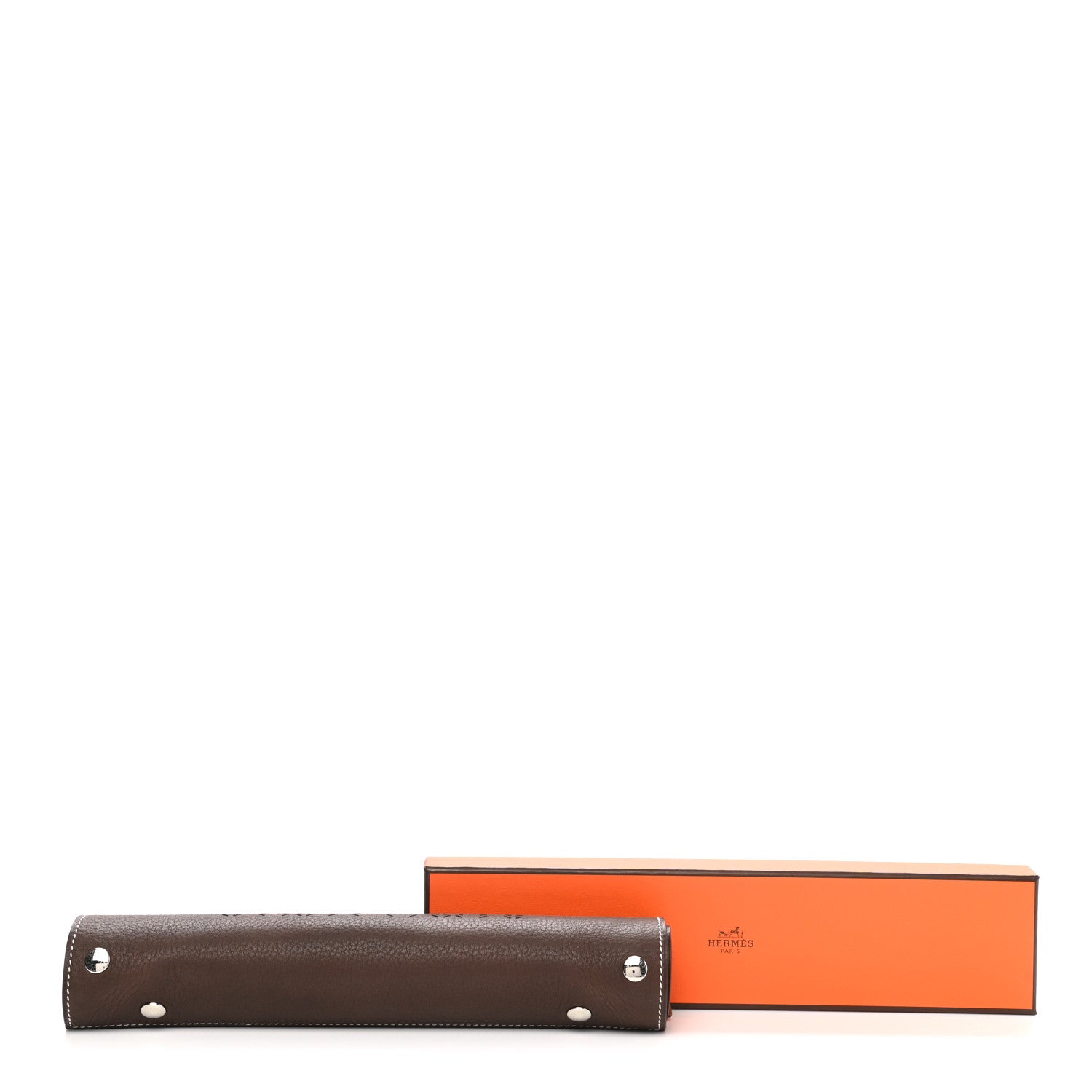 Hermes Taurillon Clemence Mises et Relances H Chevrons Change Tray Etoupe Gold 7 of 8