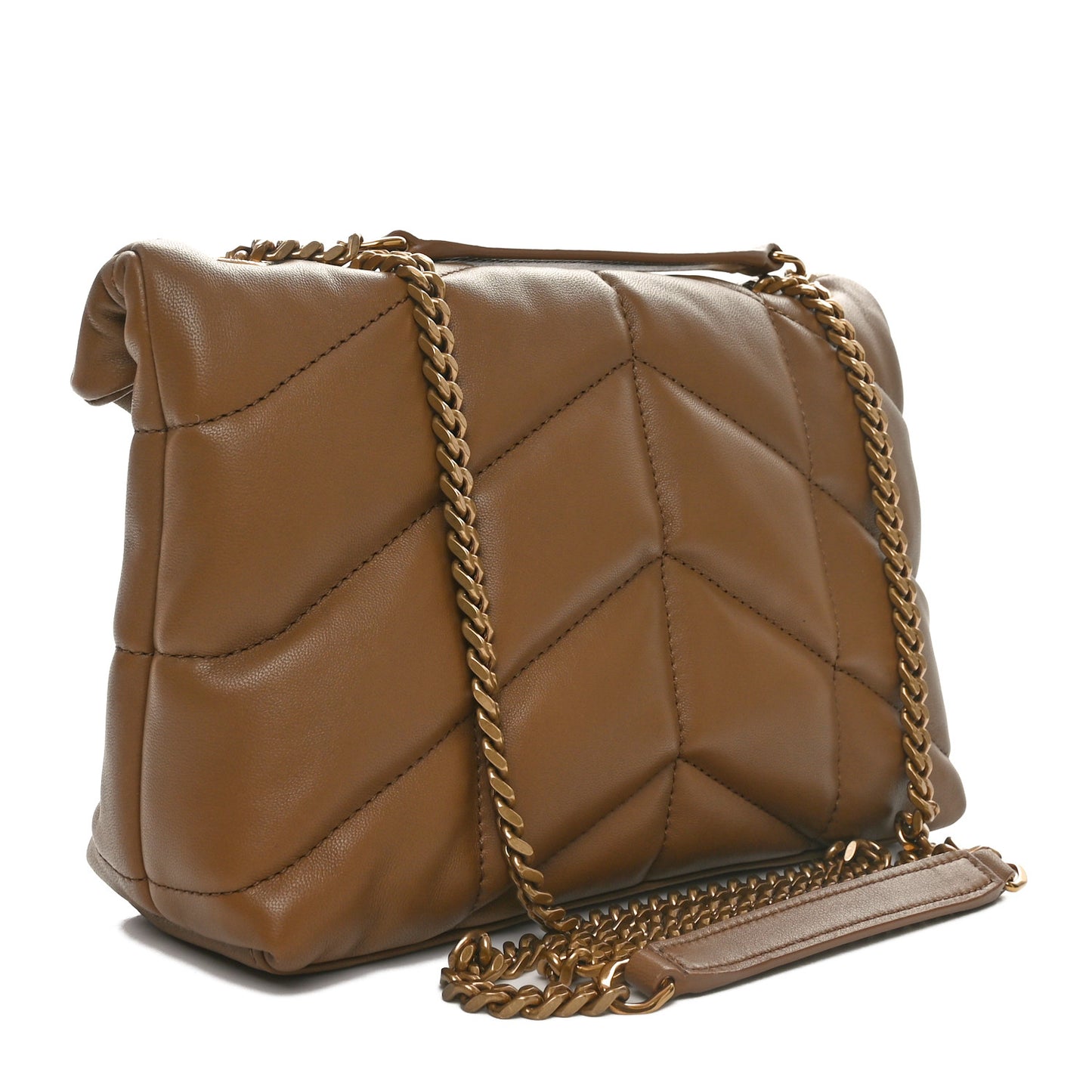 Lambskin Quilted Toy Loulou Puffer Monogram Chain Satchel Dark Cork
