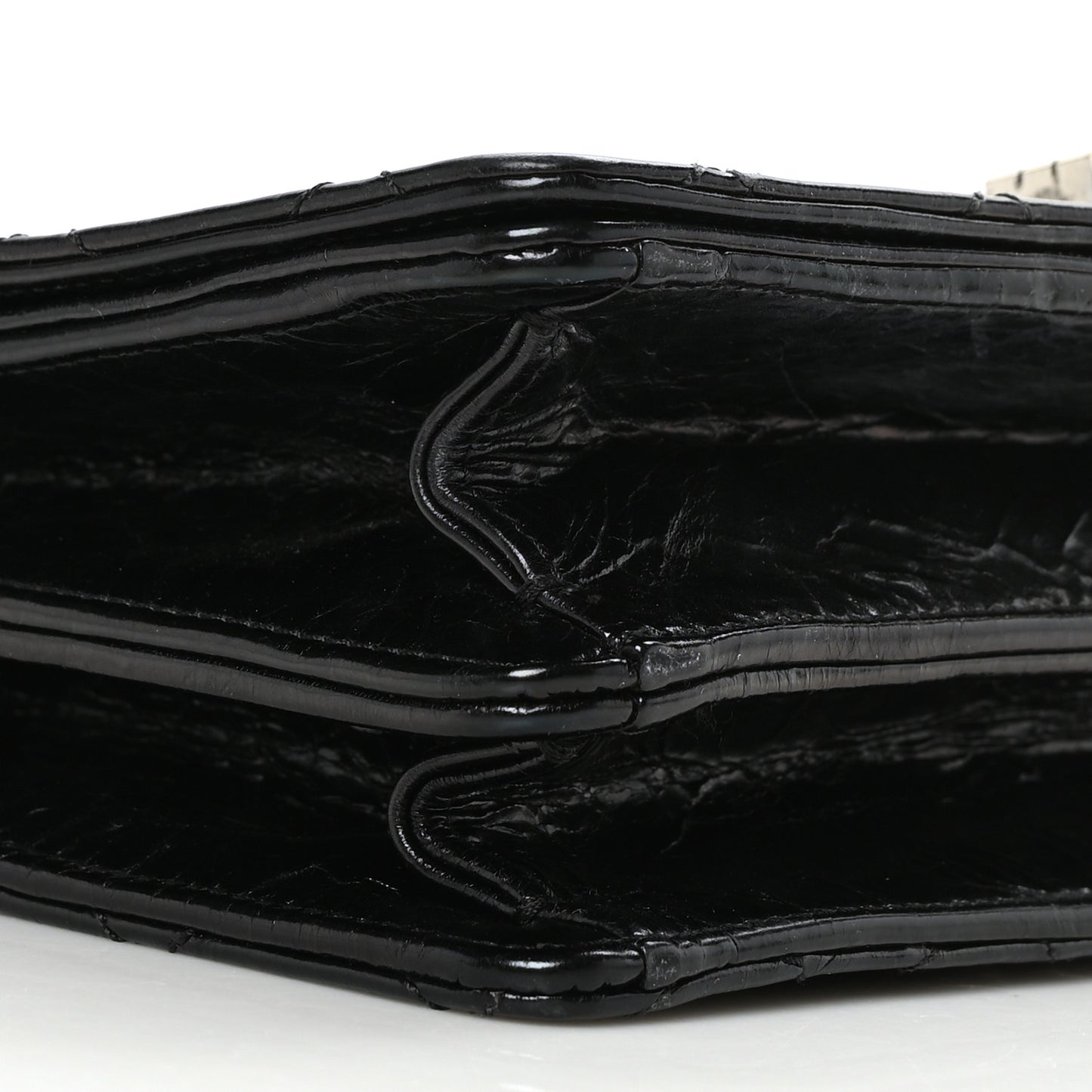 Glazed Calfskin Quilted Rita Top Handle Flap Black