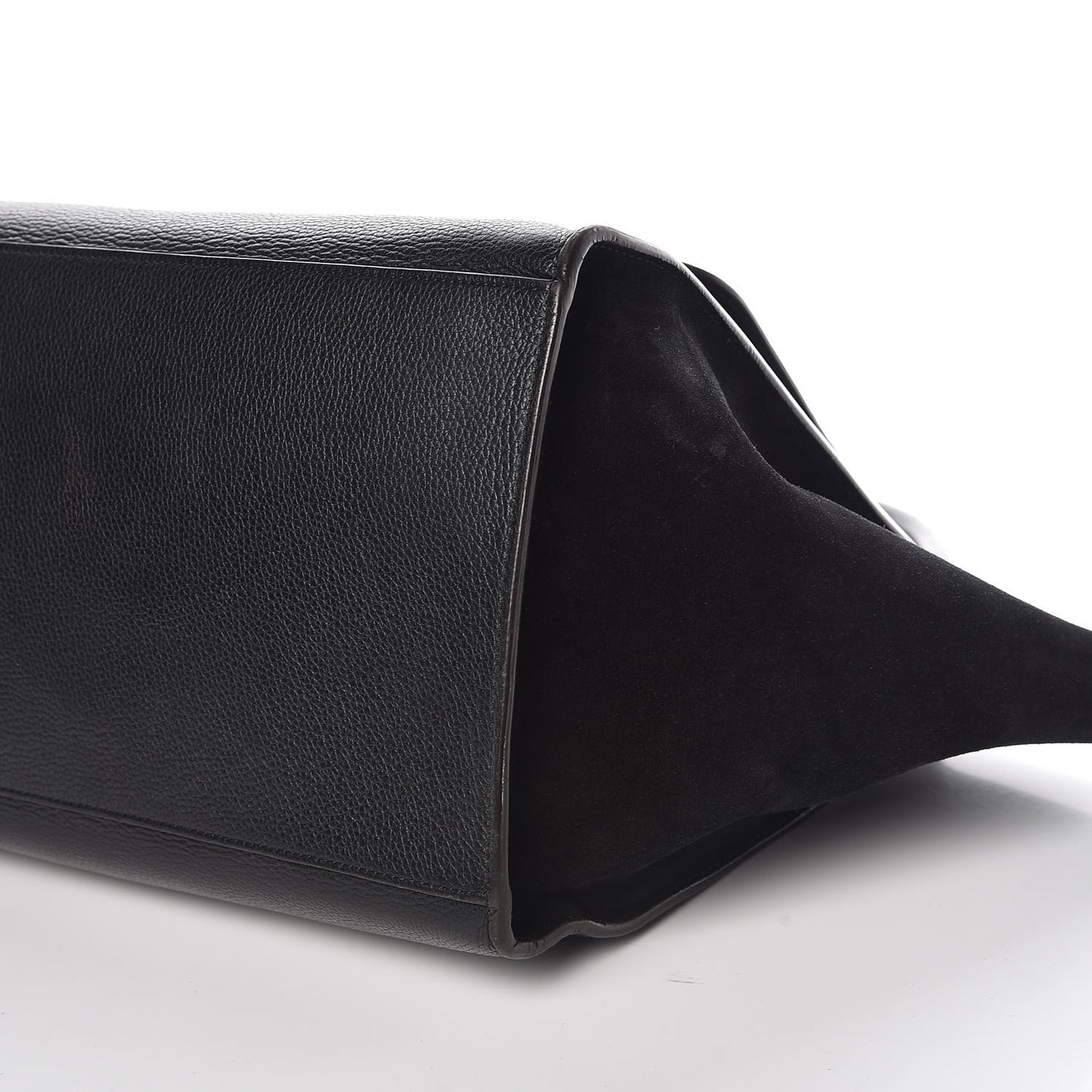 Drummed Calfskin Suede Large Trapeze Black