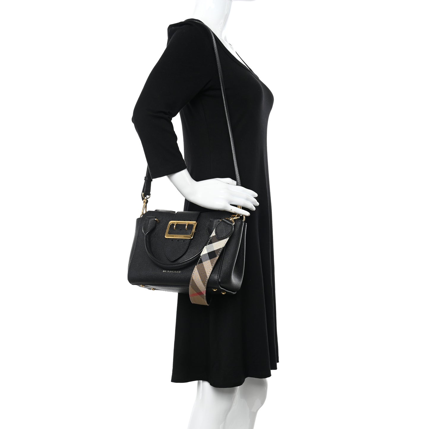 Soft Grain Calfskin Small Buckle Tote Black