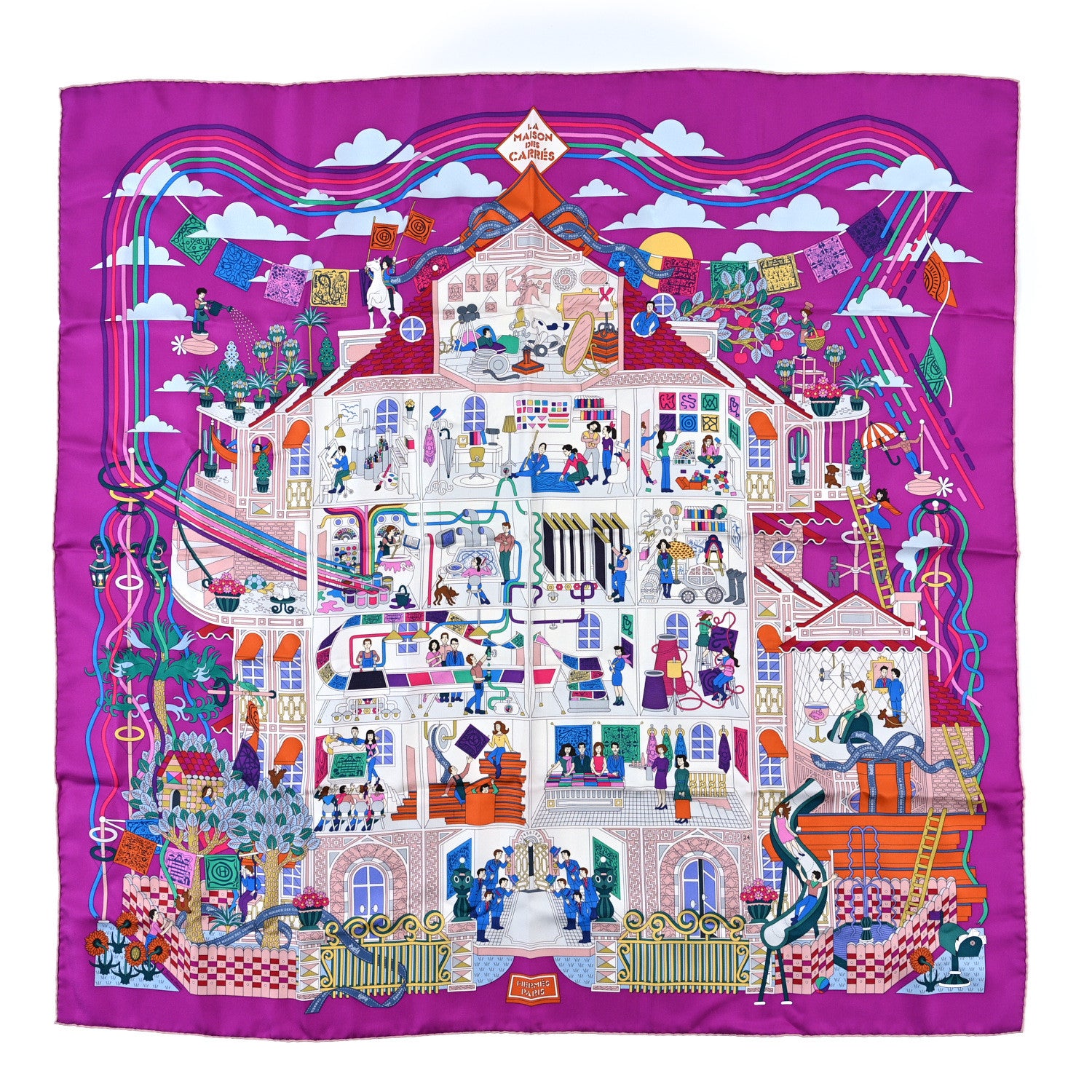 Hermes Silk La Maison des Carres Scarf 90 1 of 3