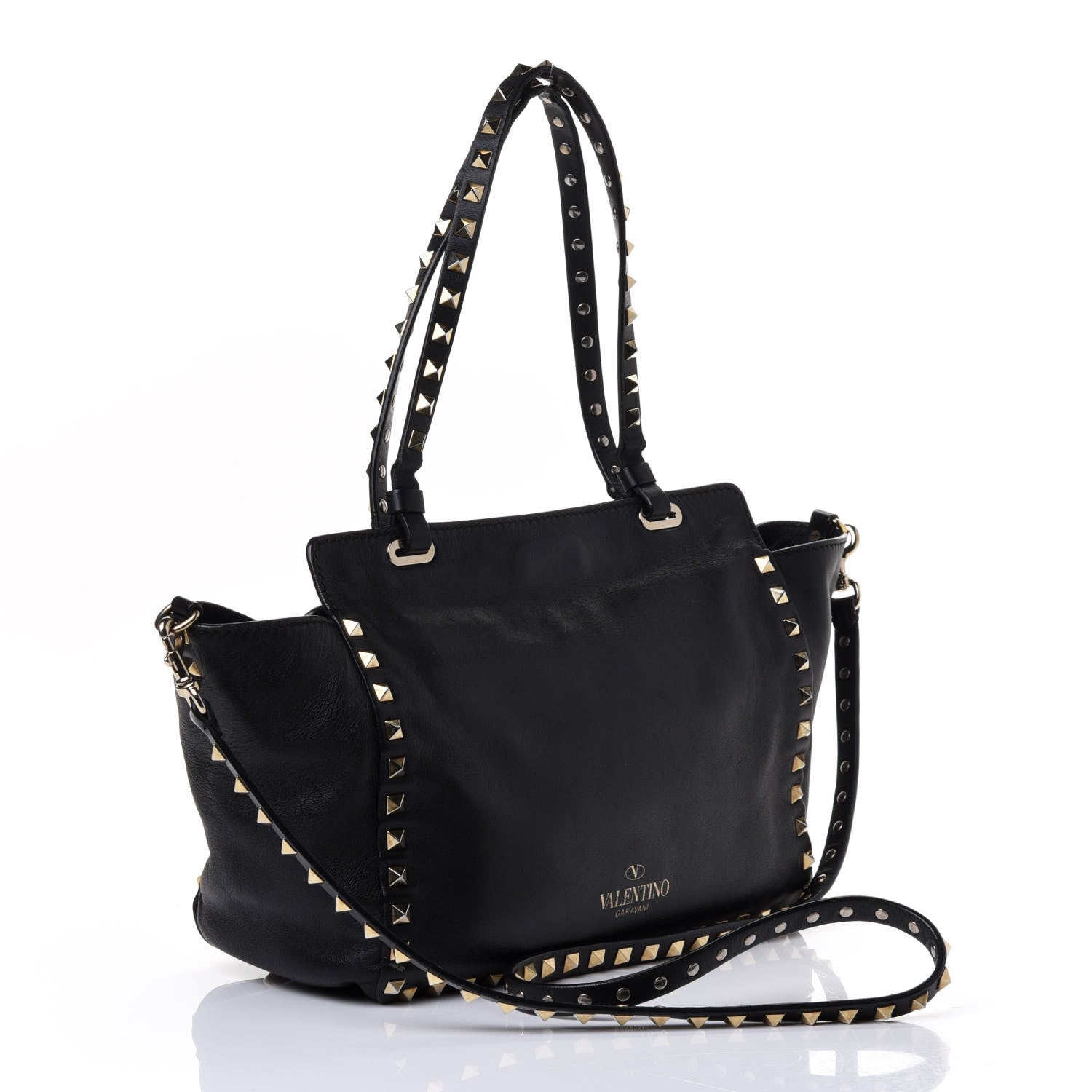 Valentino Garavani Vitello Small Rockstud Tote Black 2 of 5
