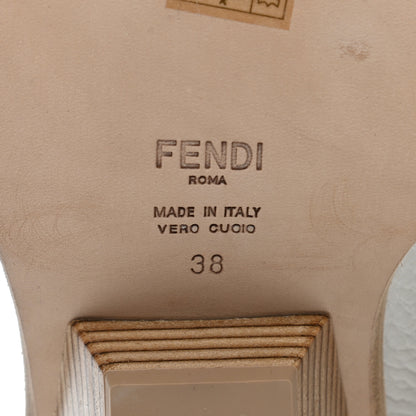 Fendi Grained Calfskin Cutwalk Ankle Boots 38 White 6 of 8