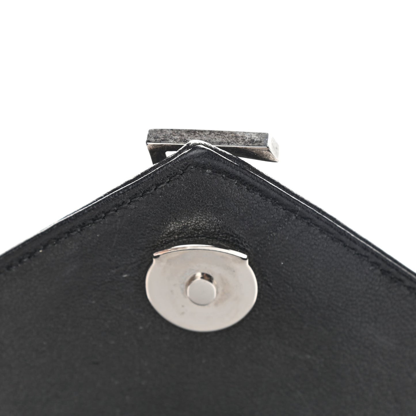 Sheepskin Matelasse Chevron Monogram Medium College Bag Black