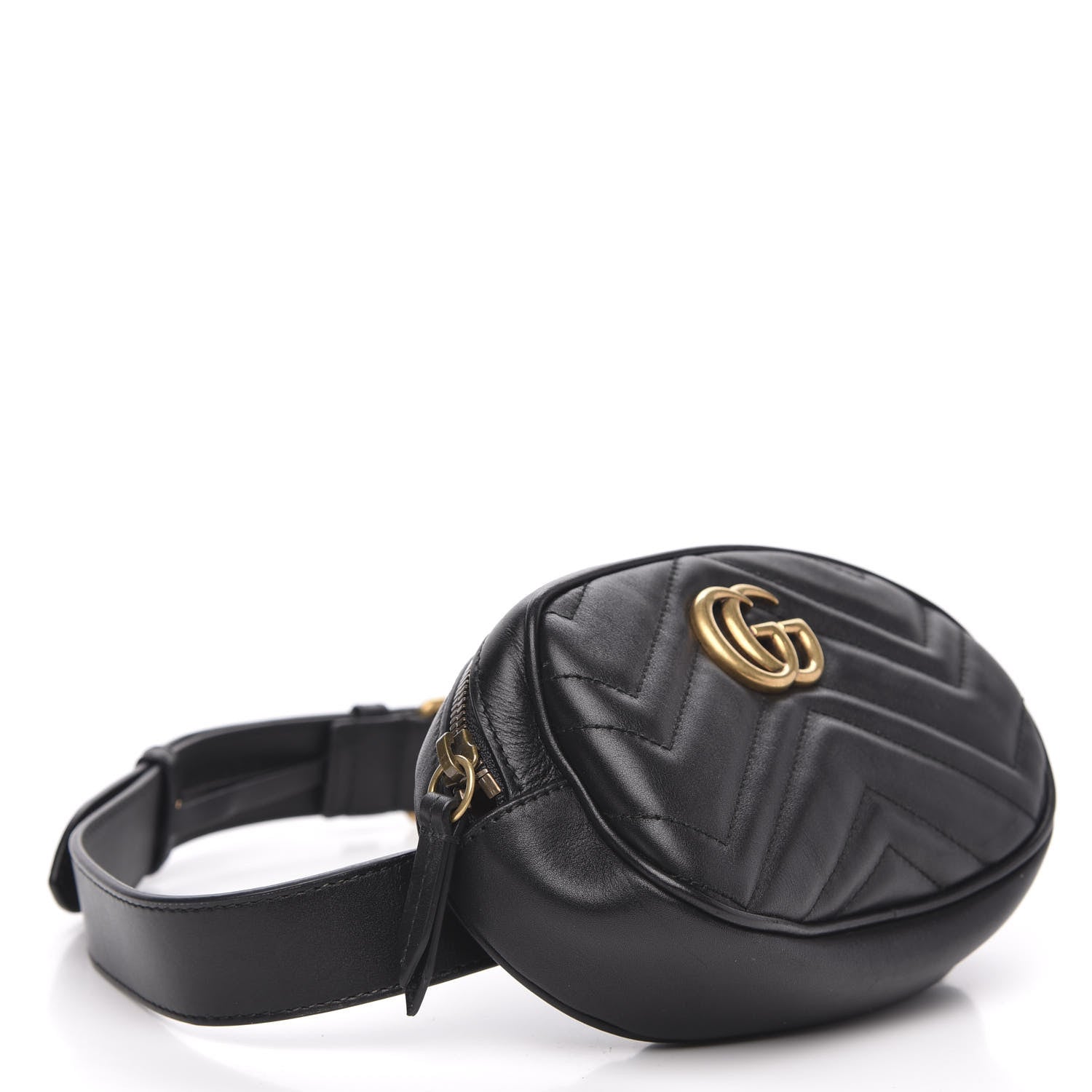 Gucci Calfskin Matelasse GG Marmont Belt Bag 85 34 Black 4 of 12
