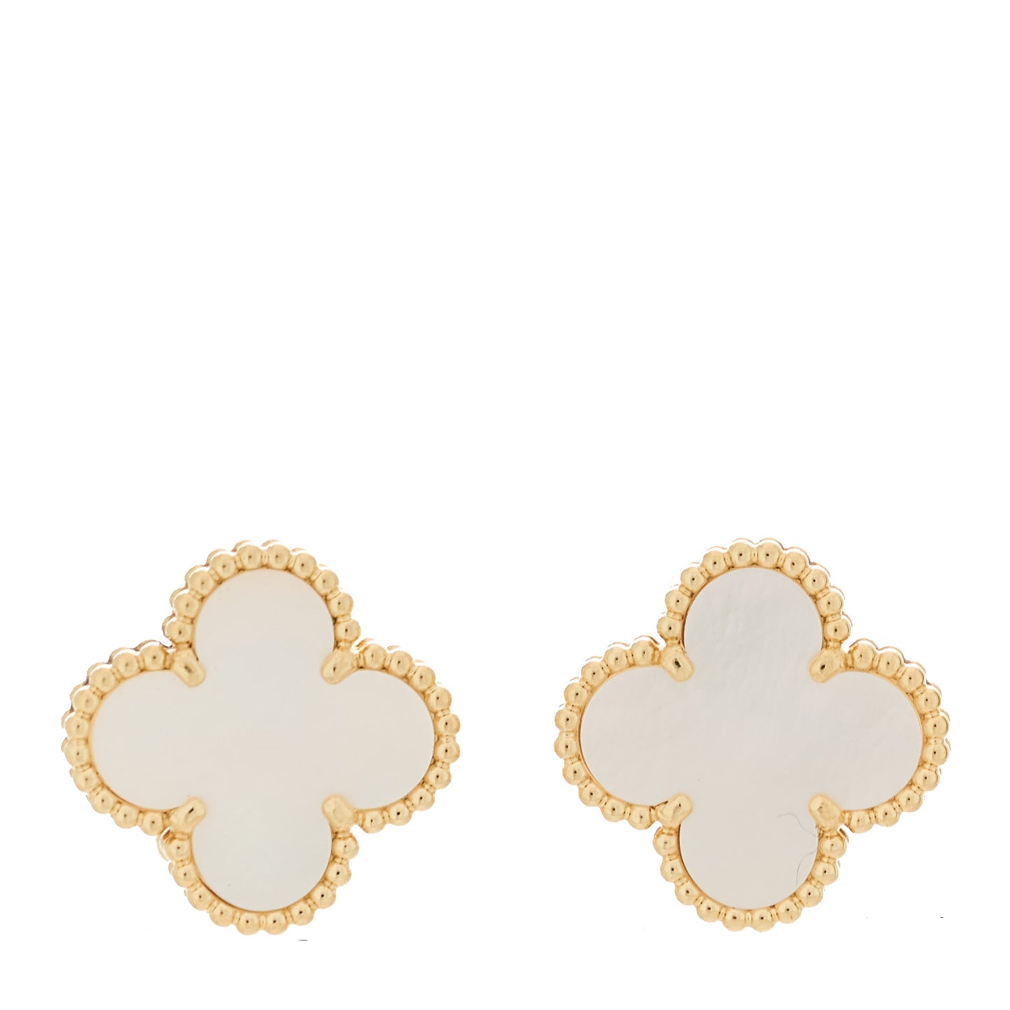 18K Yellow Gold Mother of Pearl Vintage Alhambra Earrings