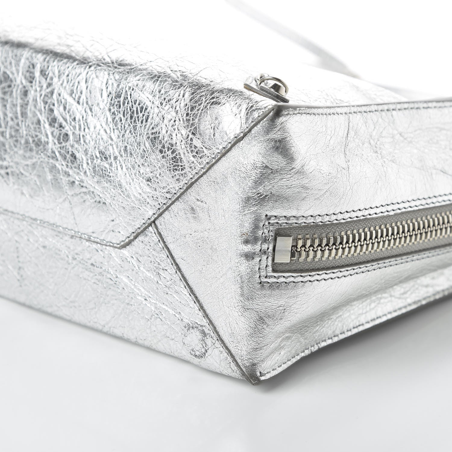 Balenciaga Metallic Calfskin Papier A6 Zip Around Tote Silver 7 of 12