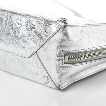 Balenciaga Metallic Calfskin Papier A6 Zip Around Tote Silver 7 of 12