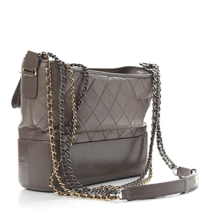 Chanel Aged Calfskin Quilted Medium Gabrielle Hobo Grey 3 of 9