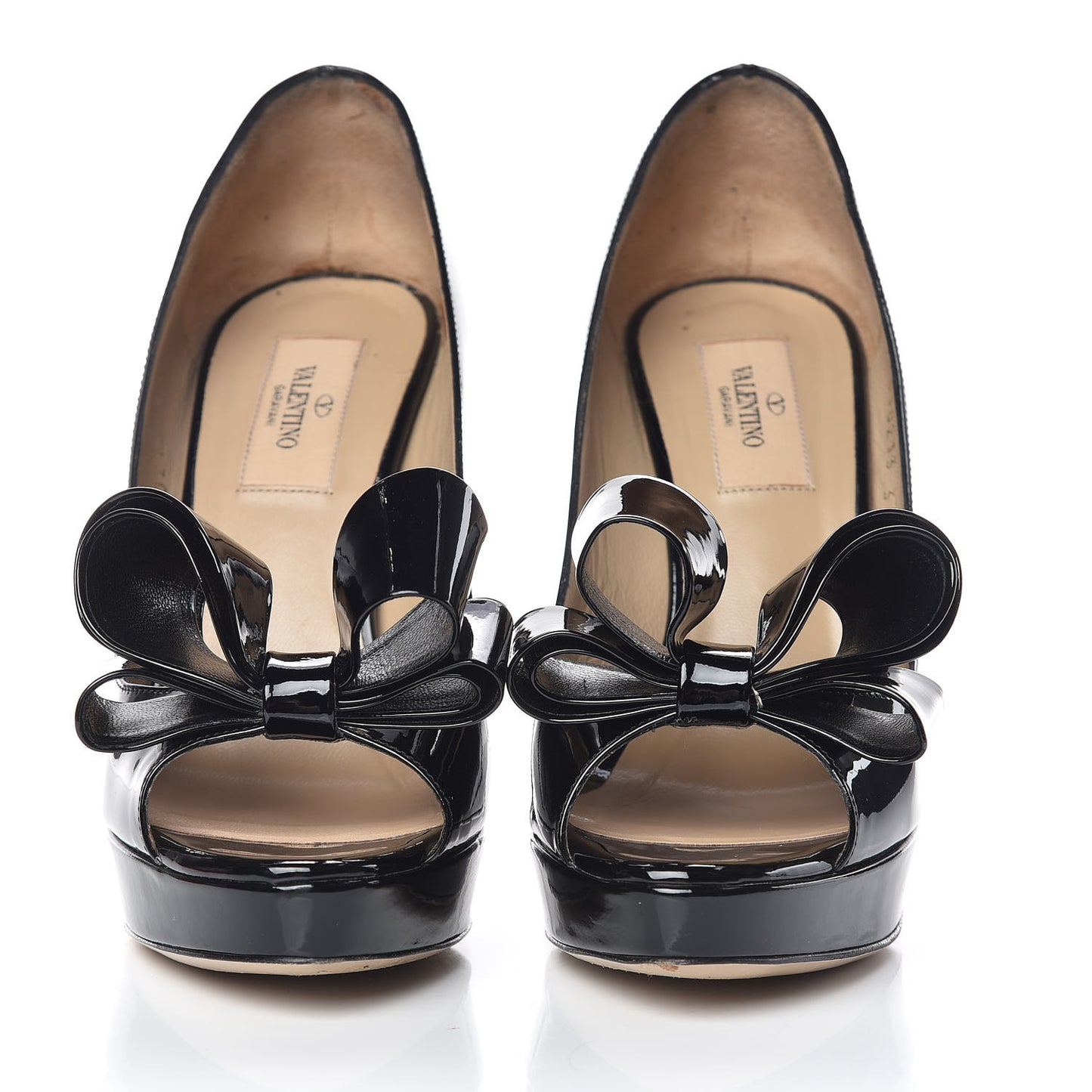 Patent Couture Bow Peep Toe 30/125mm Platform Pumps 37.5 Black