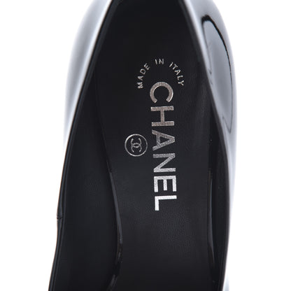Chanel Patent Calfskin Pearl CC Open Toe Pumps 39 Black 6 of 9