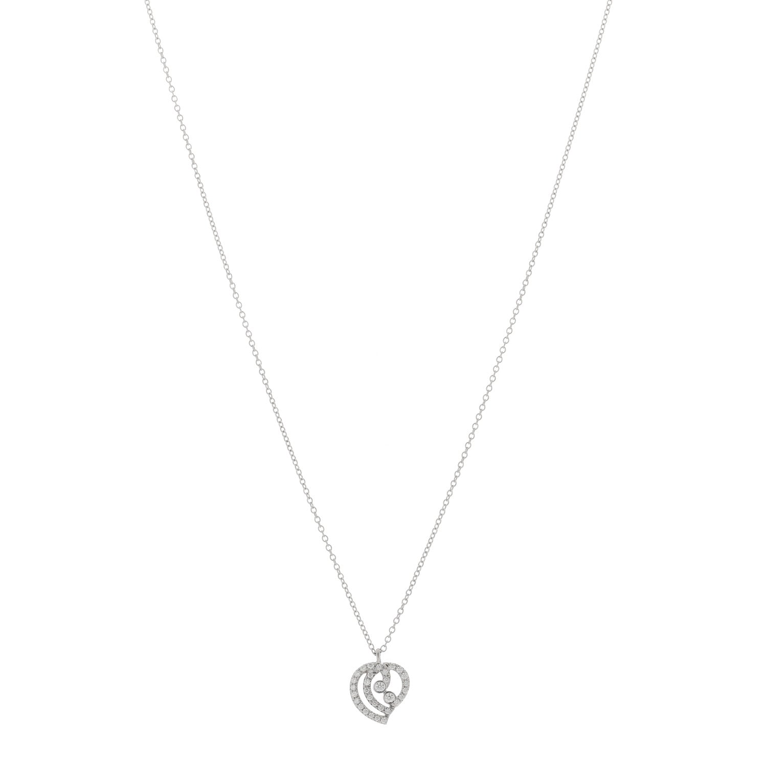 Tiffany Platinum Diamond Enchant Heart Pendant Necklace 1 of 3