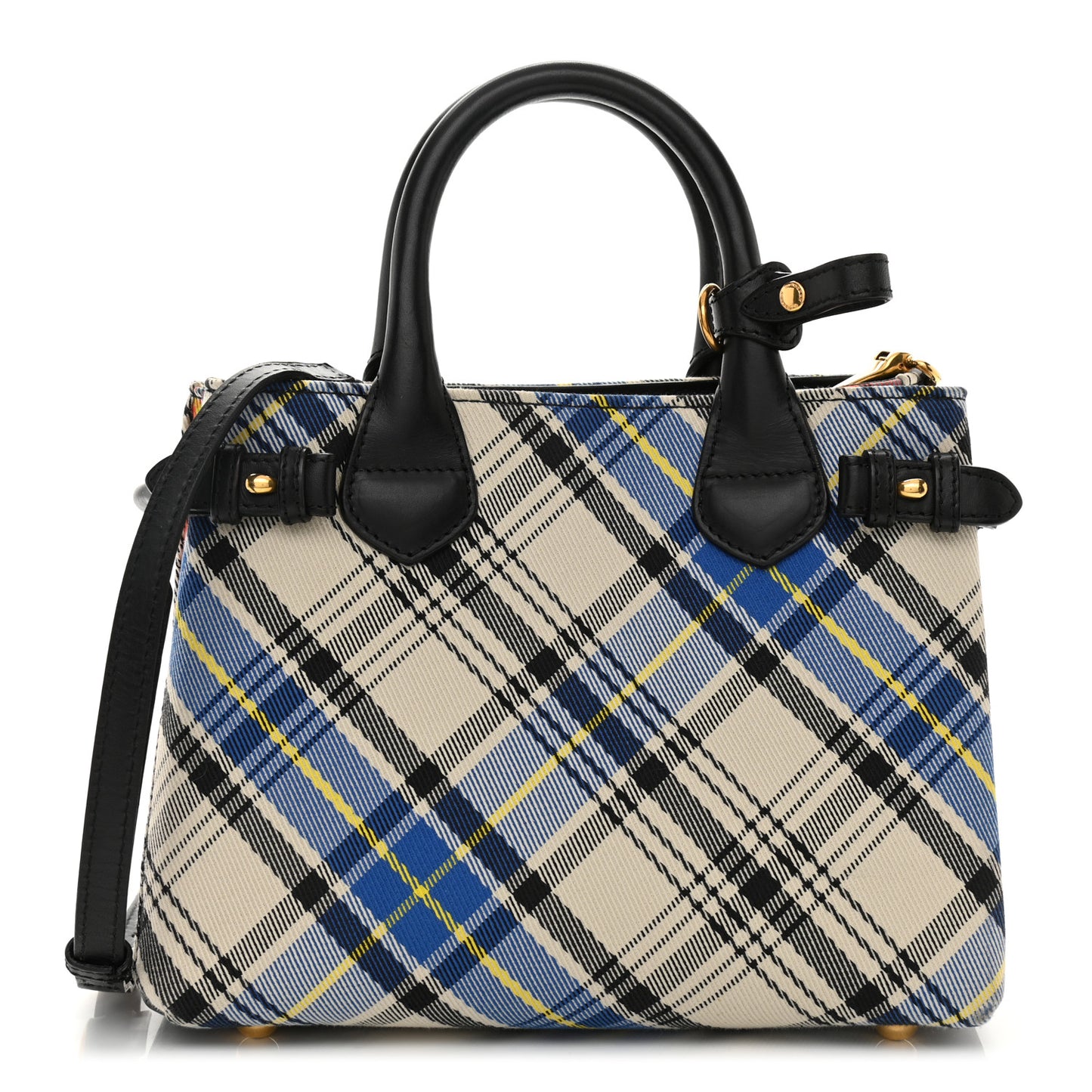 Tartan Mix Small Banner Tote Blue White