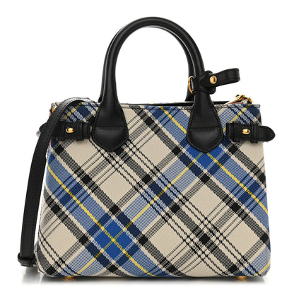 Burberry Tartan Mix Small Banner Tote Blue White 1 of 12