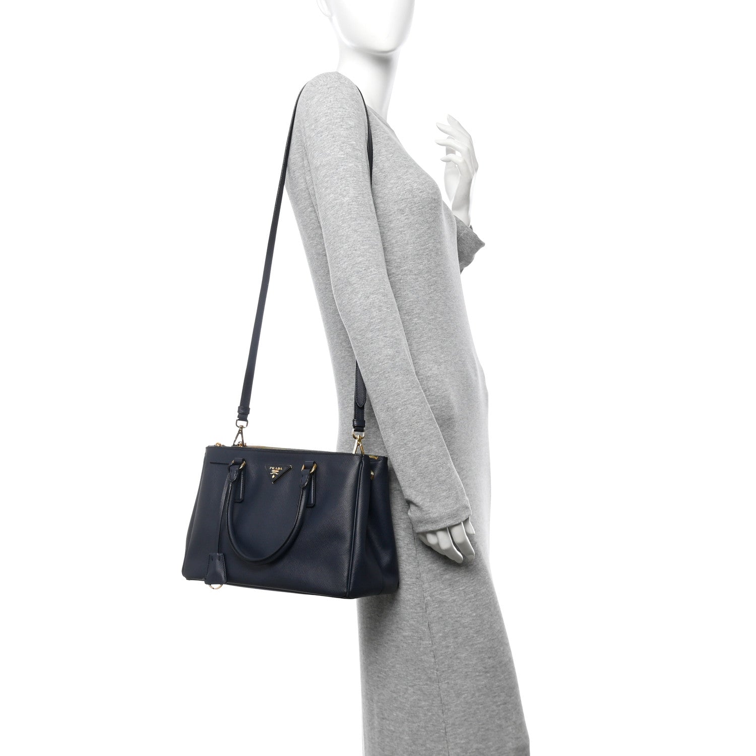 Prada Saffiano Small Galleria Double Zip Tote Baltico 2 of 14