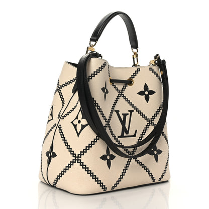 Louis Vuitton Empreinte Monogram Giant Broderies Neonoe MM Cream Black 4 of 13