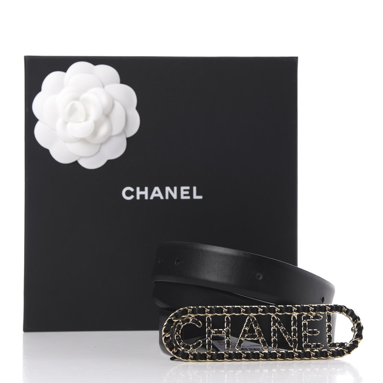 Chanel Calfskin CC Chain Vintage Allure Logo Belt 85 34 Black 9 of 11