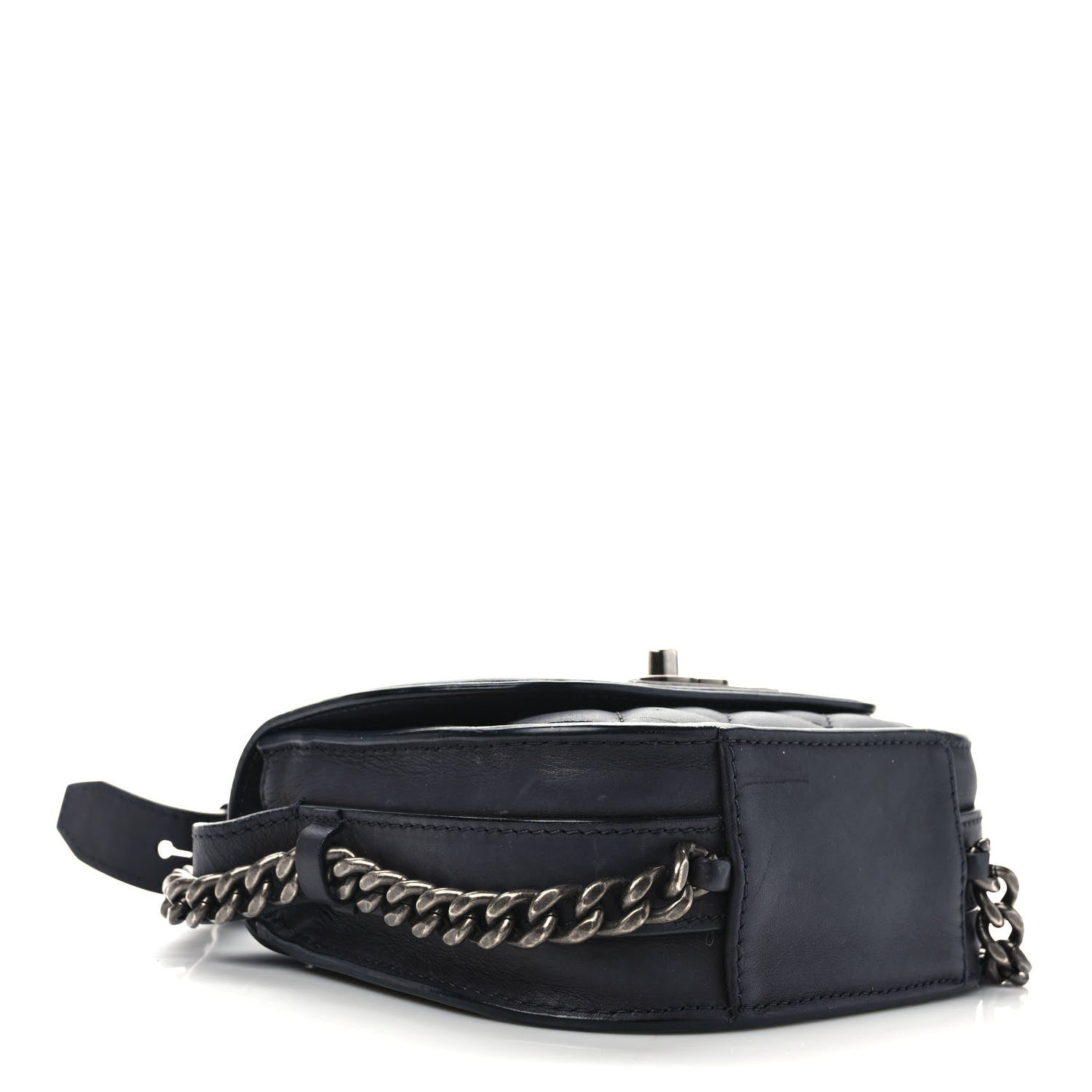 Chanel Calfskin Quilted Small Double Chained Messenger Flap Charcoal 4 of 9