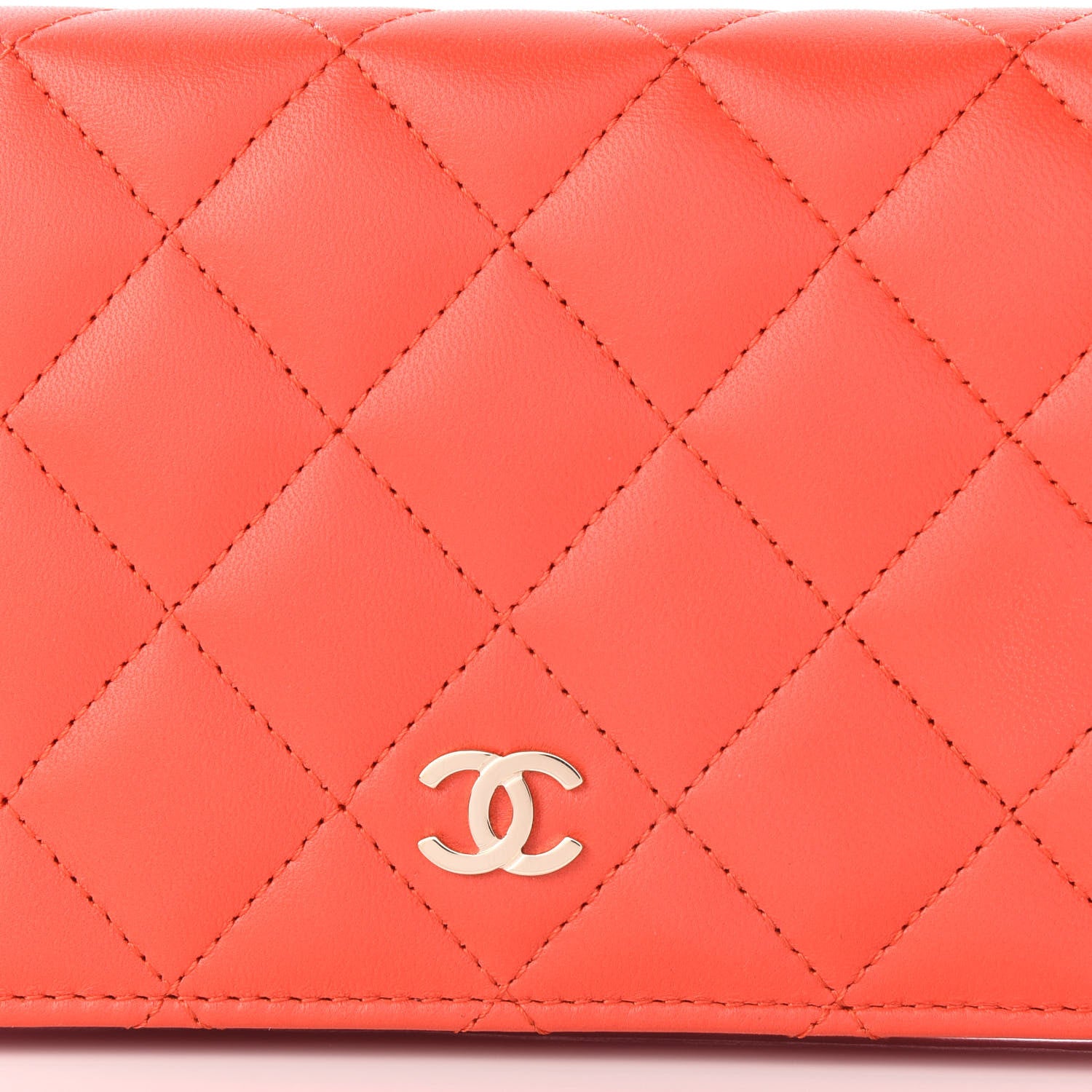 Chanel Lambskin Quilted Yen Wallet Orange 9 of 10