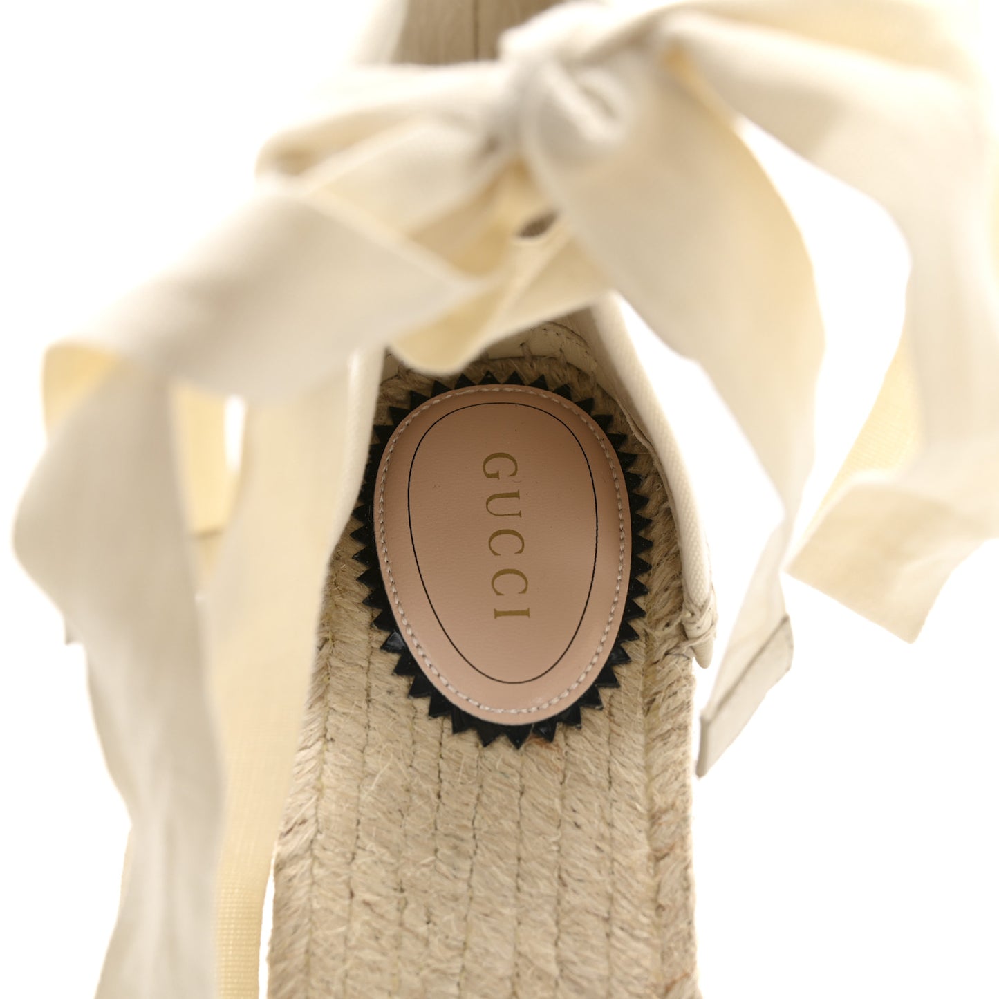 Canvas Damita GG Eyelet Espadrille Wedge Sandals 38 Ivory