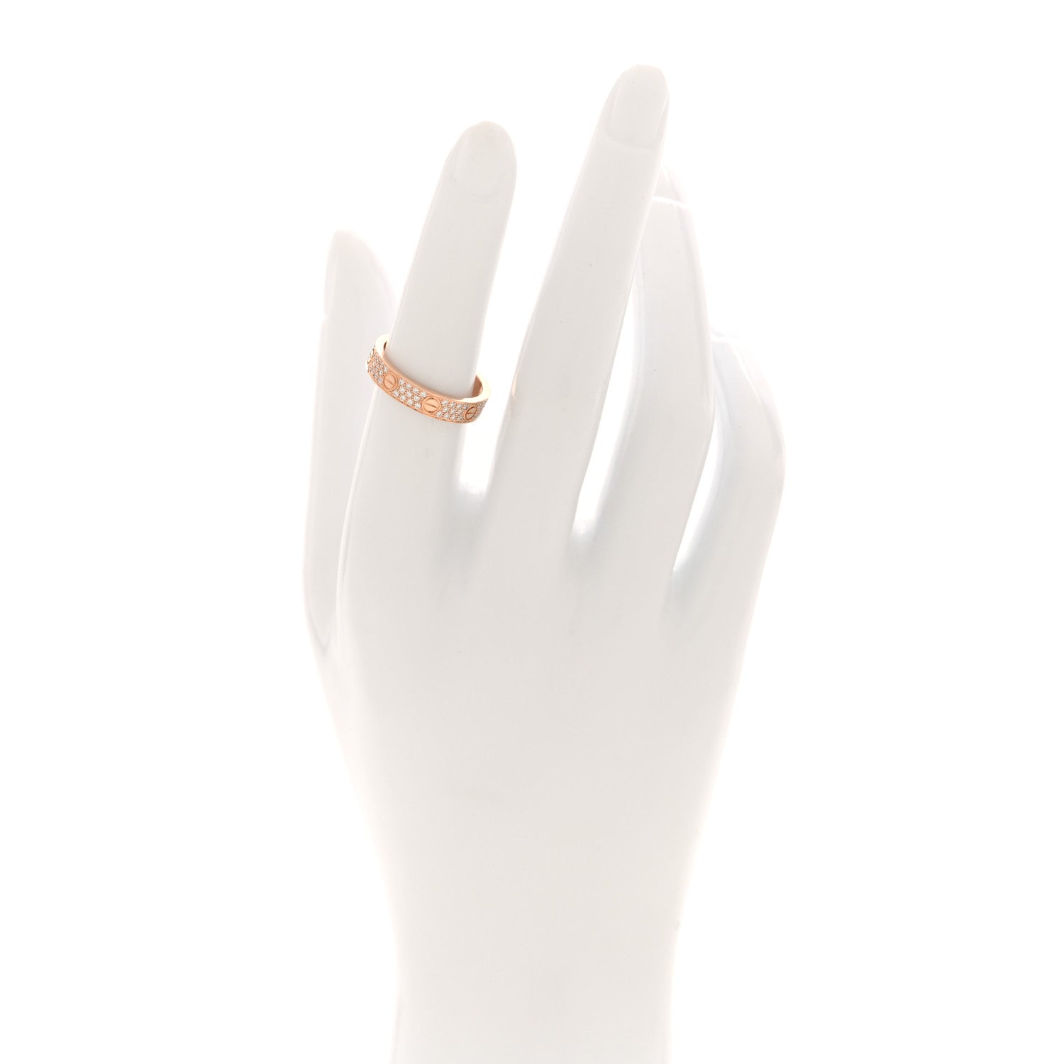 Cartier 18K Pink Gold Diamond 4mm LOVE Wedding Paved Band Ring 52 6 2 of 5