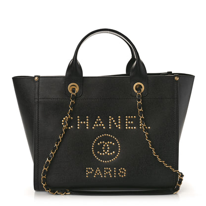Chanel Caviar Small Studded Deauville Tote Black 1 of 9