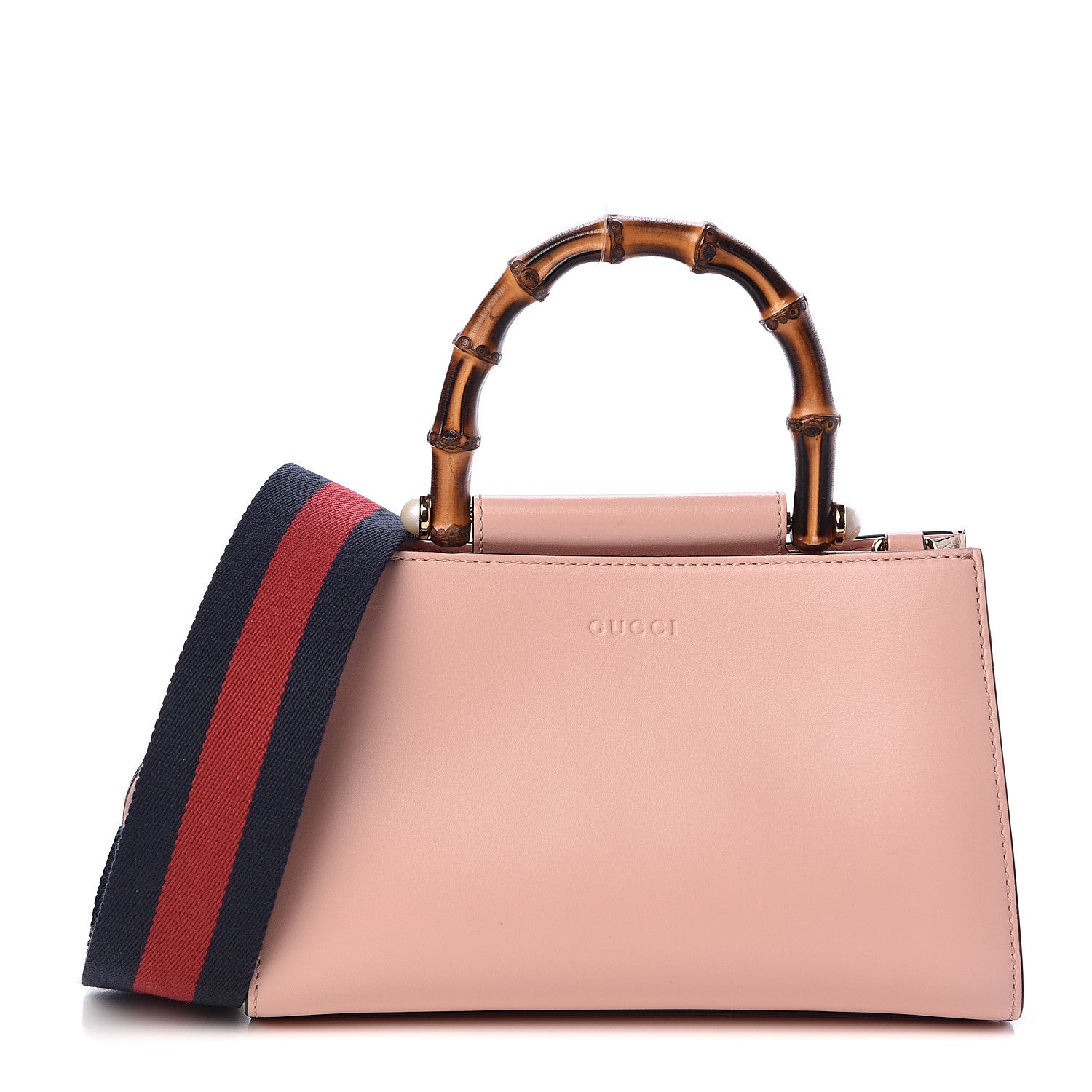 Gucci Nappa Bamboo Web Mini Nymphaea Top Handle Bag Perfect Pink Mystic White 1 of 11