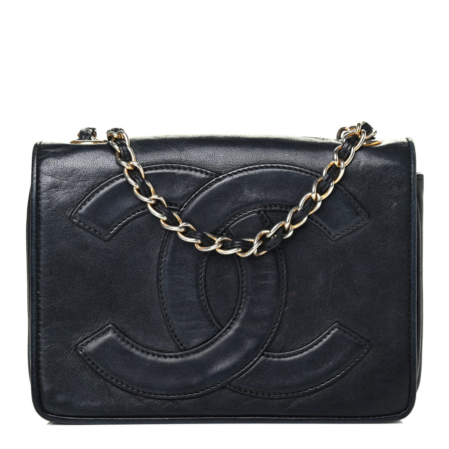 Lambskin CC Shoulder Flap Bag Black