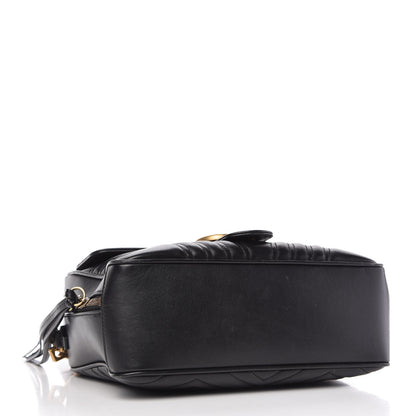 Gucci Calfskin Matelasse Sylvie Web Small GG Marmont Top Handle Shoulder Bag Black 4 of 11