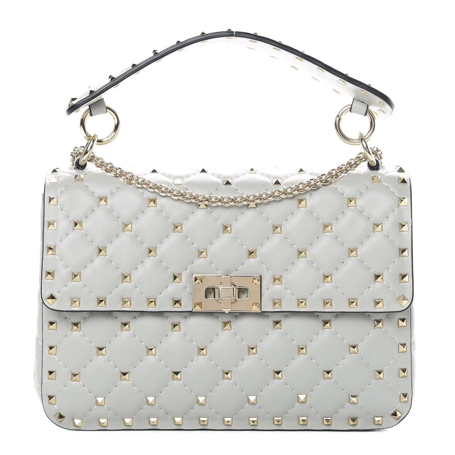 Valentino Garavani Nappa Medium Rockstud Spike Shoulder Bag Opal Grey 1 of 11