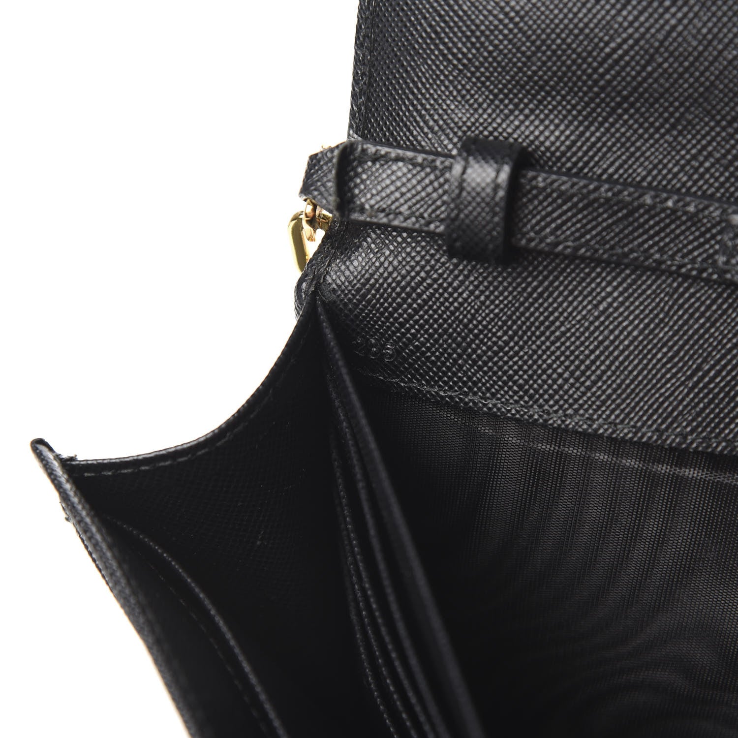 Prada Saffiano Metal Oro Chain Wallet Black 7 of 10