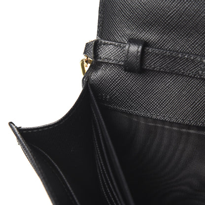 Prada Saffiano Metal Oro Chain Wallet Black 7 of 10