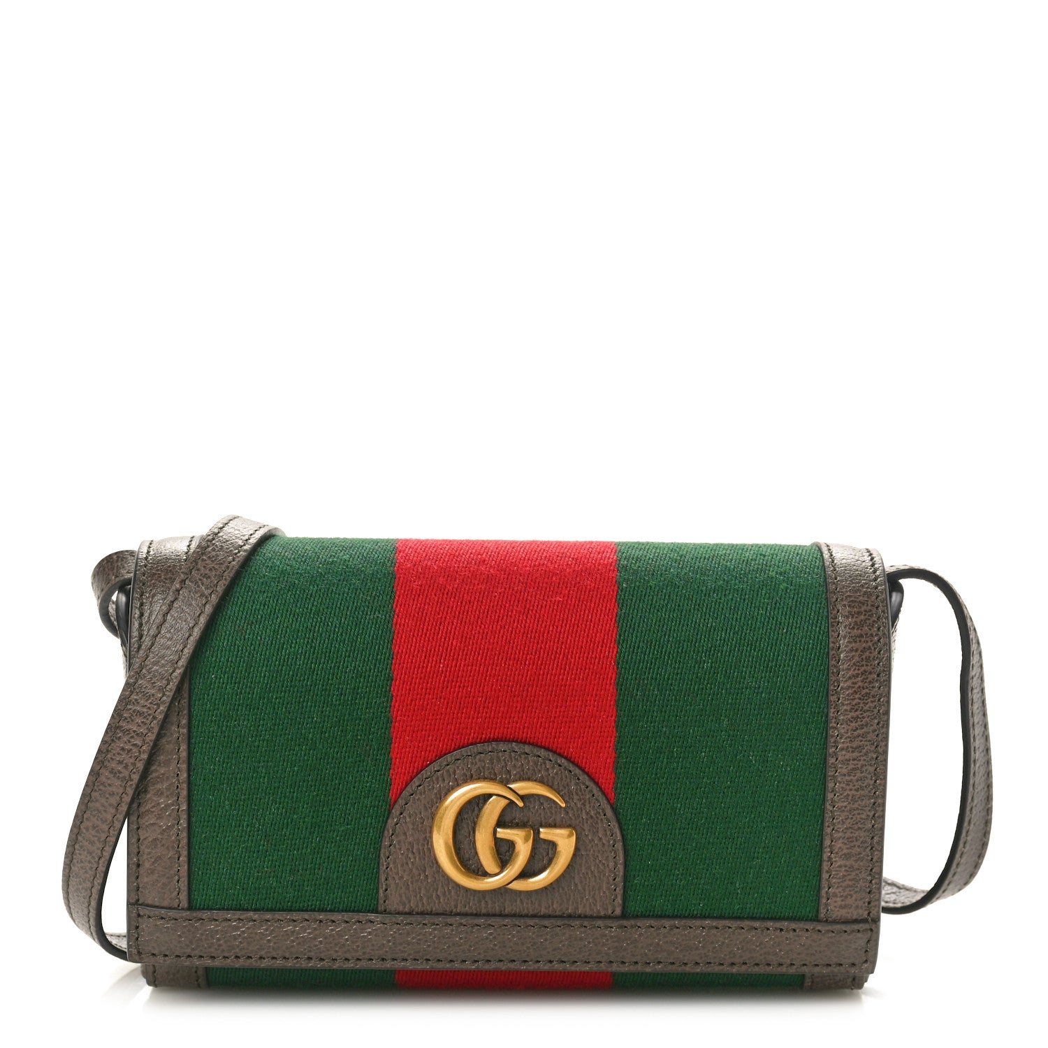Gucci Web Textured Dollar Calfskin Mini Double G Shoulder Bag Green Red New Acero 1 of 10