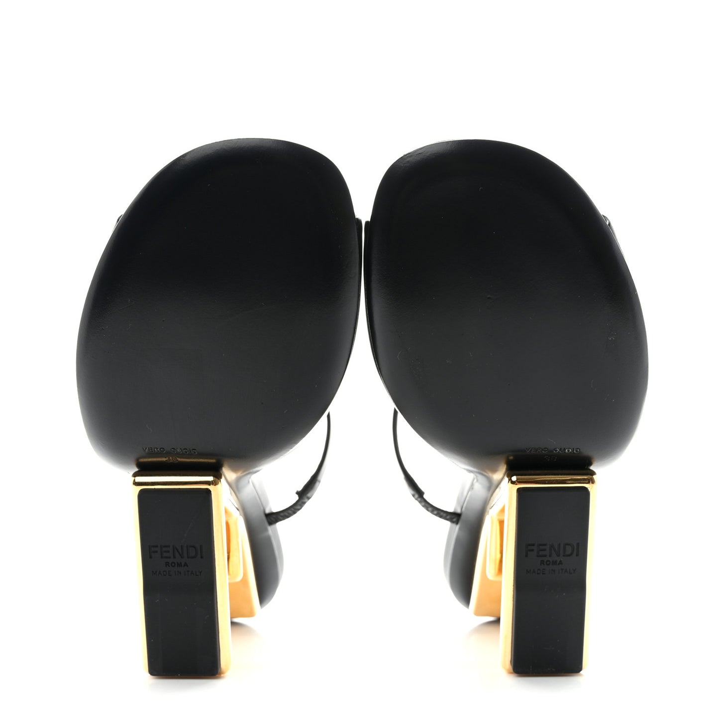 Calfskin Fendi First 95mm Slide Sandals 38.5 Black