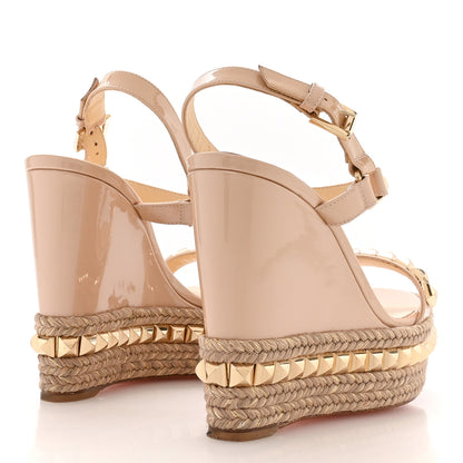 Christian Louboutin Patent Cataclou 110 Wedge Sandals 38 Nude 5 of 7
