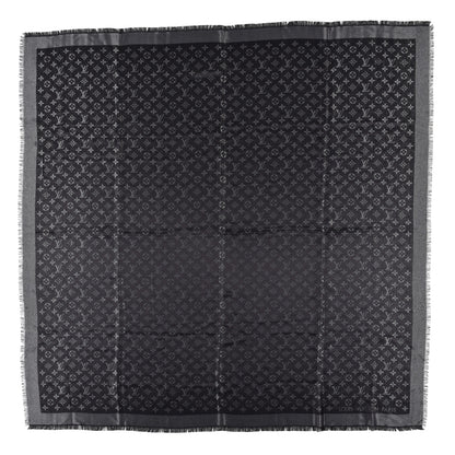 Louis Vuitton Silk Lurex Wool Monogram Shine Shawl Black 1 of 4