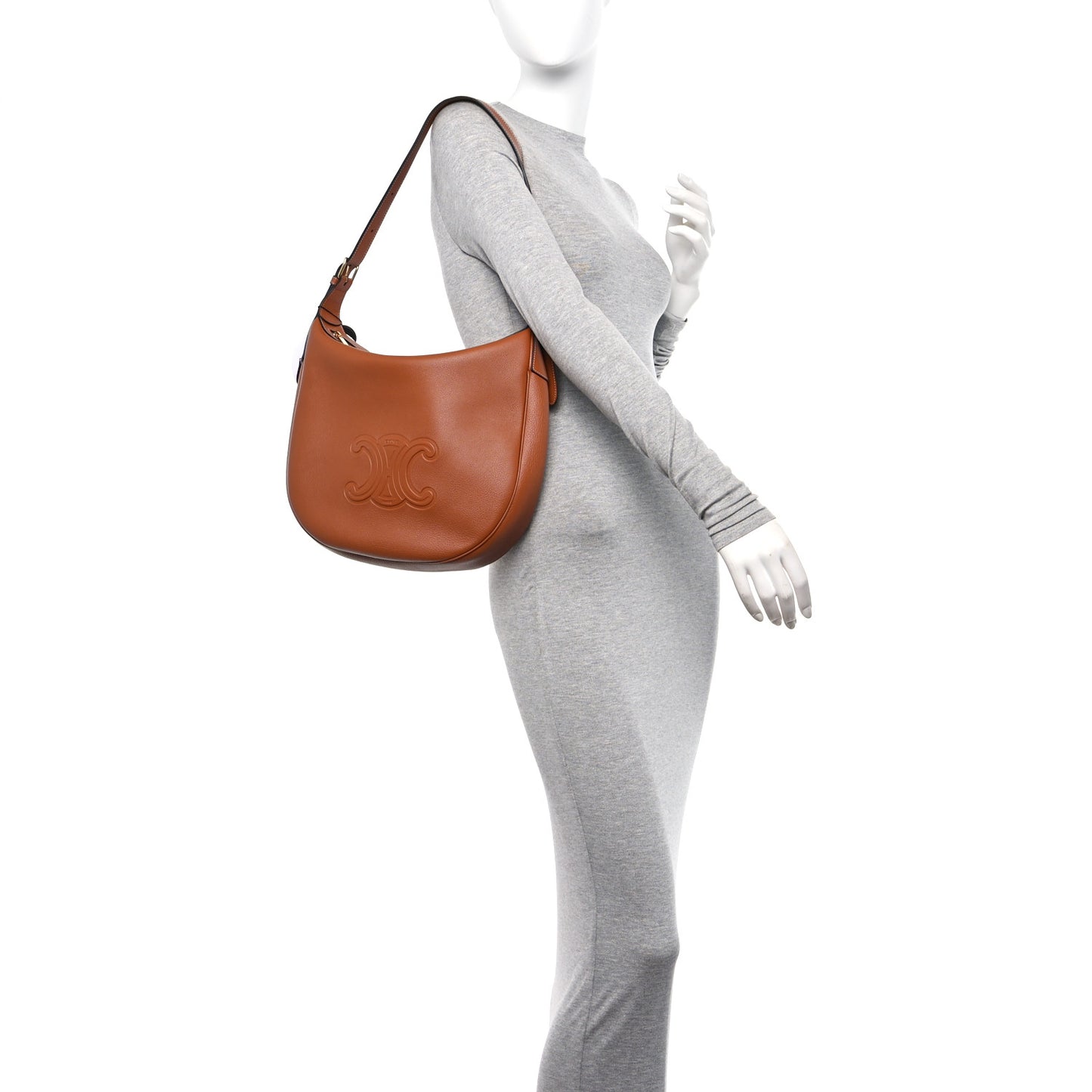 Supple Calfskin Medium Triomphe Heloise Shoulder Bag Tan