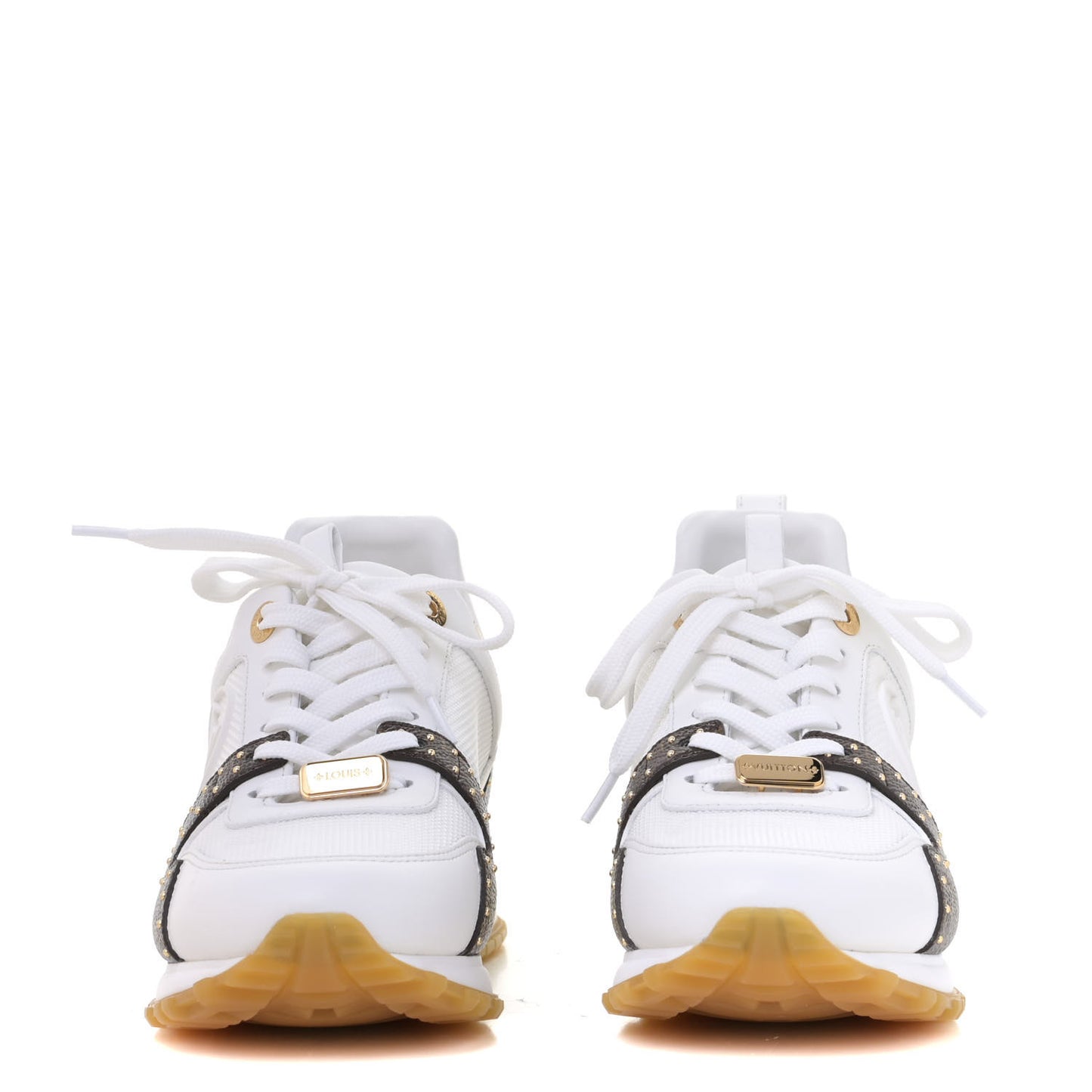 Calfskin Monogram Embellished Run Away Sneakers 37 White