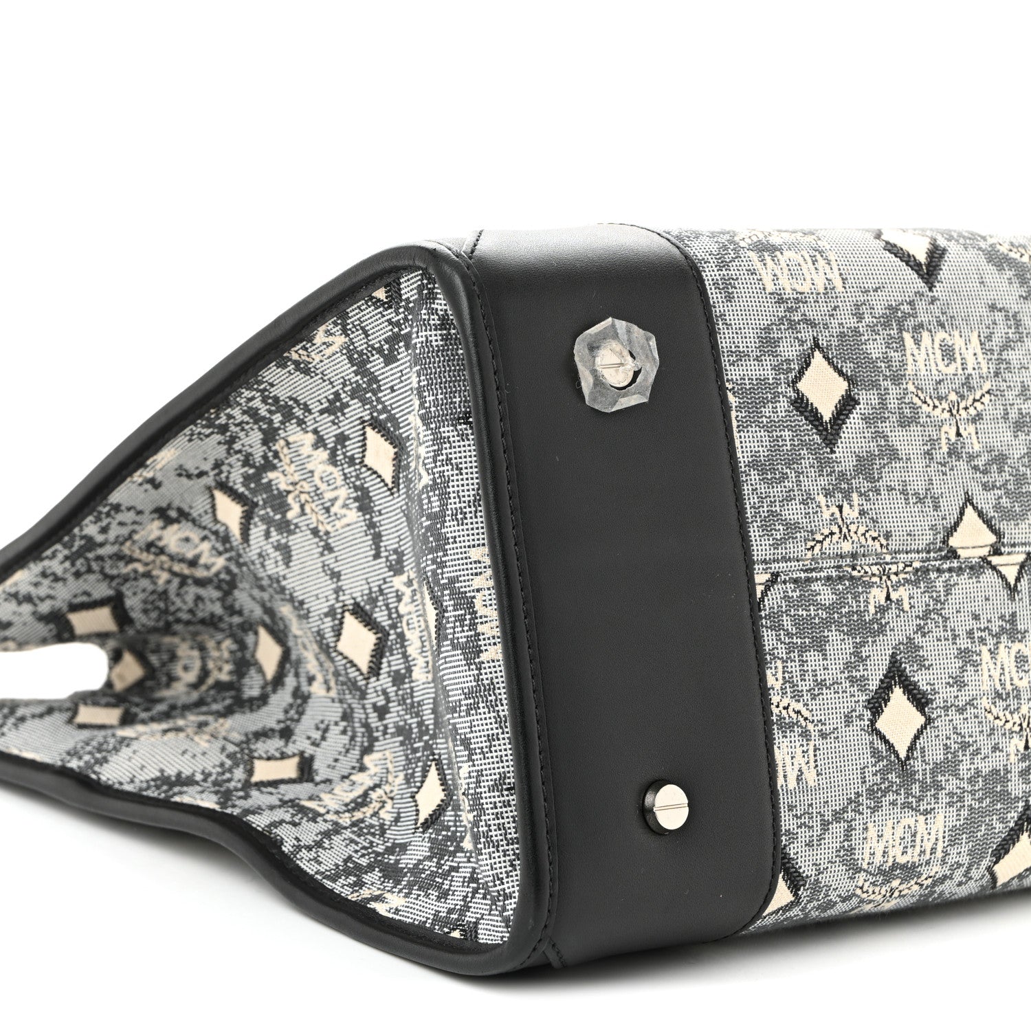 MCM Nappa Jacquard Monogram Large Tote Grey 10 of 13
