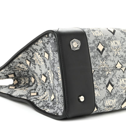 MCM Nappa Jacquard Monogram Large Tote Grey 10 of 13